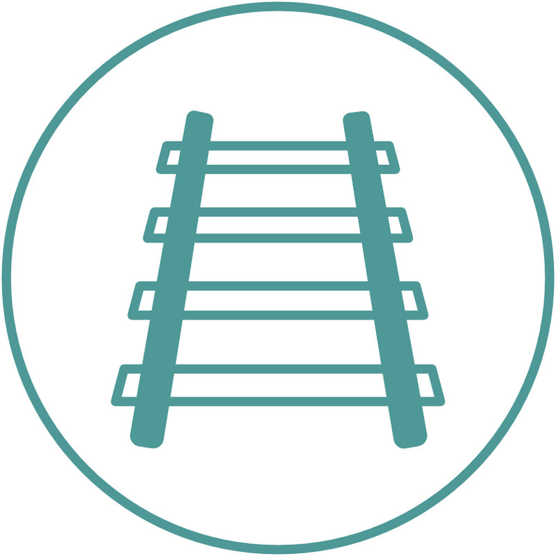 Symbol: Gleisanlage mit Schienen und Schwellen